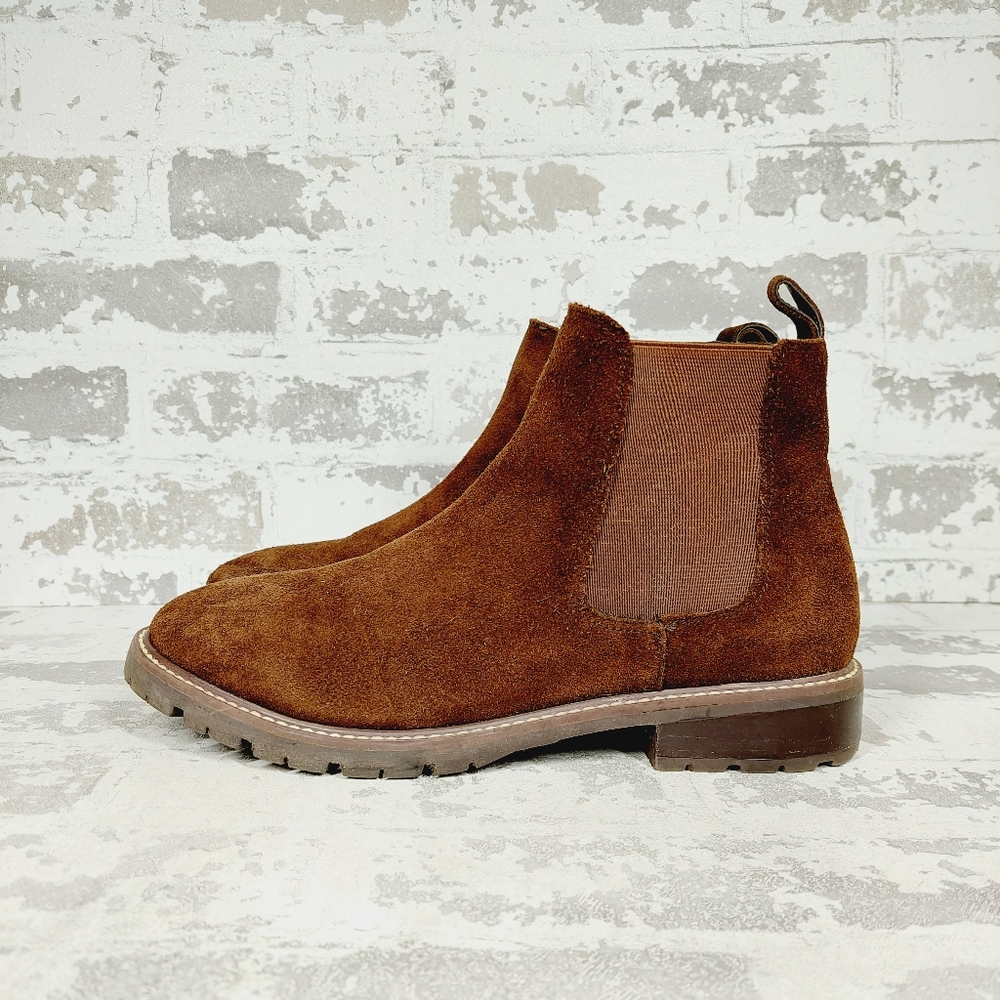 Steve Madden Leopold Brown Suede Leather Pull On Chelsea Ankle Boots K473